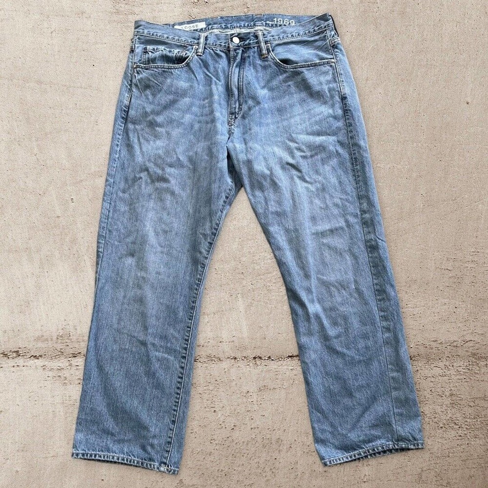 Gap 1969 Mens Jeans Loose Straight Fit Denim Cotton Y2K Distressed 36x29